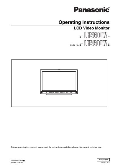 Panasonic BT-LH2600WP/BT-LH2600WE Manual - cover page