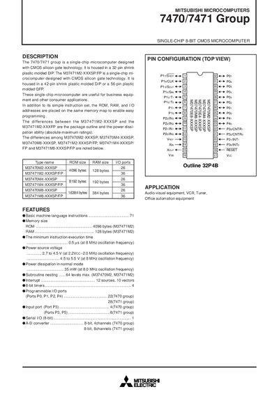 Mitsubishi Electric 7470/7471 Group Datasheet - cover page