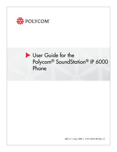 Polycom SoundStation IP 6000 Phone User Guide - cover page
