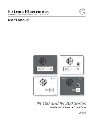 Extron IPI 100 & IPI 200 IP Intercom Interfaces User Manual - cover page