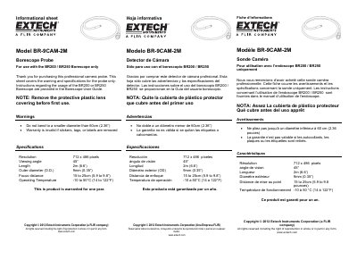 Extech BR-9CAM-2M Borescope Probe Informational Sheet - cover page