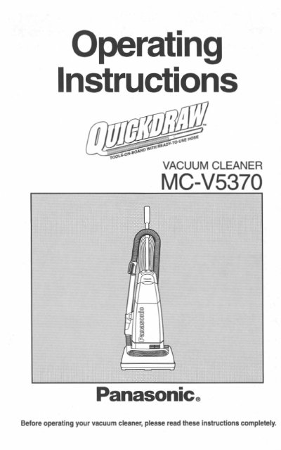 Panasonic MC-V5370 Vacuum Cleaner Operating Instructions - cover page