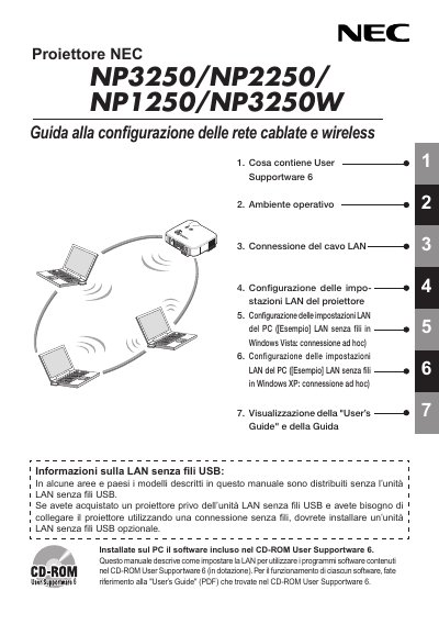 NEC NP3250/NP2250/NP1250/NP3250W LAN Configuration Guide - cover page