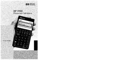 HP 17B II Business Calculator Owner's Manual - cover page