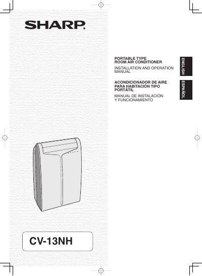 Sharp CV-13NH Portable Room Air Conditioner Installation and Operation Manual - cover page