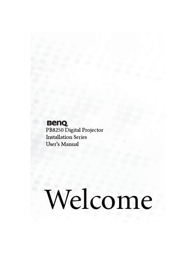 BenQ PB8250 Digital Projector User's Manual - cover page