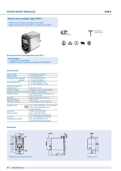Schurter KFB II Power Entry Module Handbook - cover page