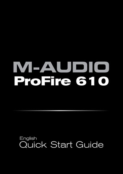 Avid ProFire 610 Quick Start Guide - cover page