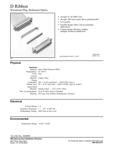 3M Bailmount Option 387 D Ribbon Wiremount Plug Datasheet - cover page