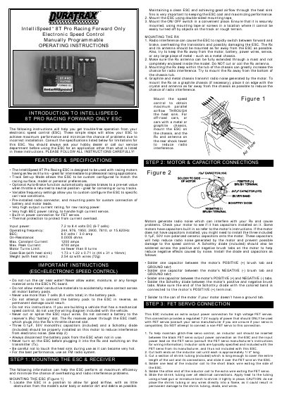 IntelliSpeed 8T Pro Racing Forward Only ESC Operating Instructions - cover page