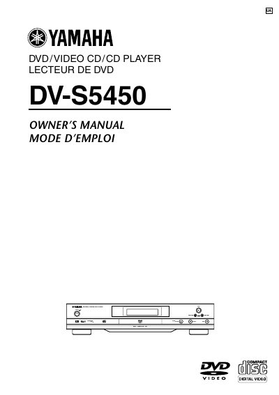 Yamaha DV-S5450 DVD/Video CD/CD Player Owner's Manual - cover page