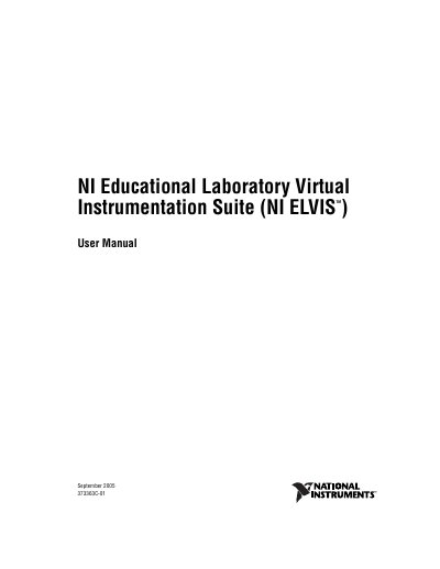 NI ELVIS Educational Laboratory Virtual Instrumentation Suite User Manual - cover page
