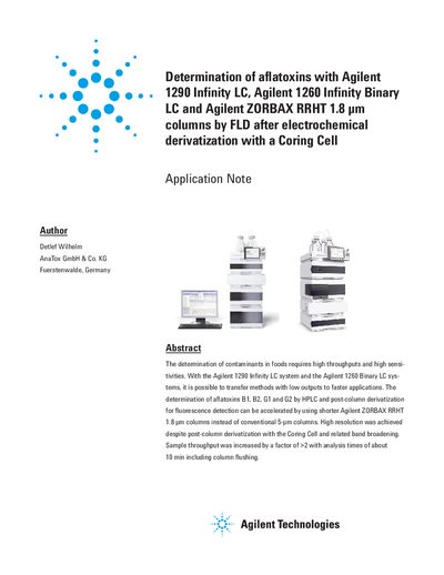 Agilent Aflatoxin Determination Application Note for 1290/1260 LC Systems - cover page