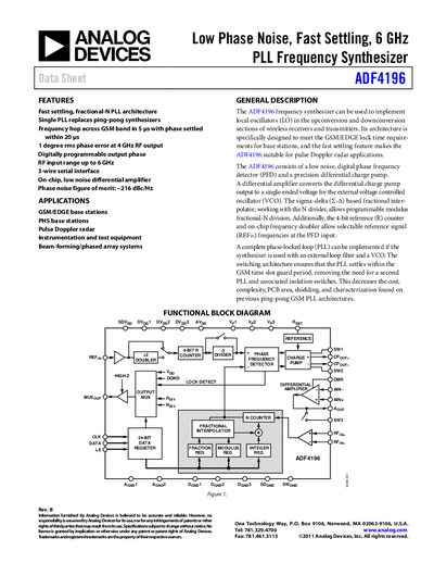 Analog Devices ADF4196 Datasheet Rev B - cover page