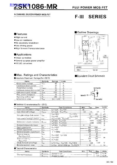 FUJI POWER MOS-FET 2SK1086-MRhandbook - cover page