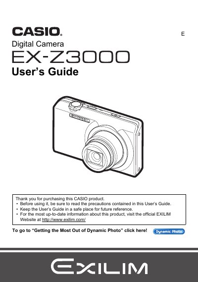 Casio EX-Z3000 Digital Camera User's Guide - cover page