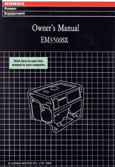 Honda EM3500SX Generator Owner's Manual - cover page