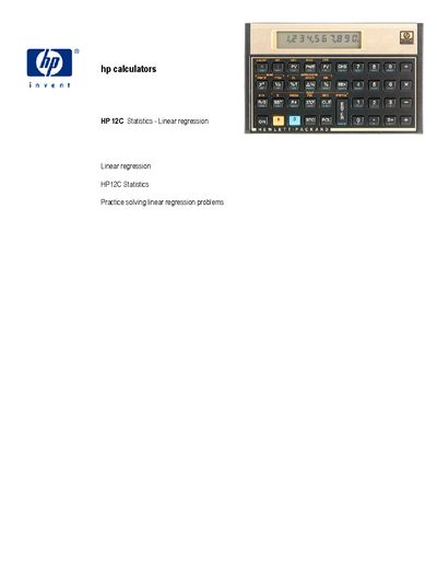 HP 12C Statistics Linear Regression Guide - cover page