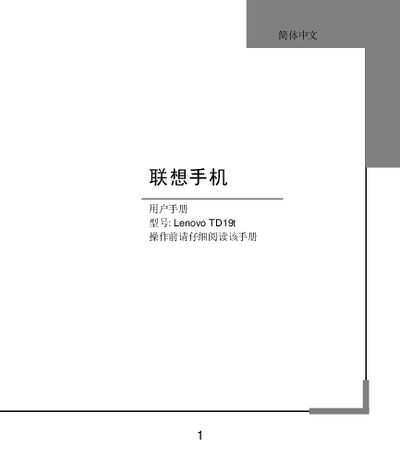 Lenovo TD19t Phone User Manual - cover page