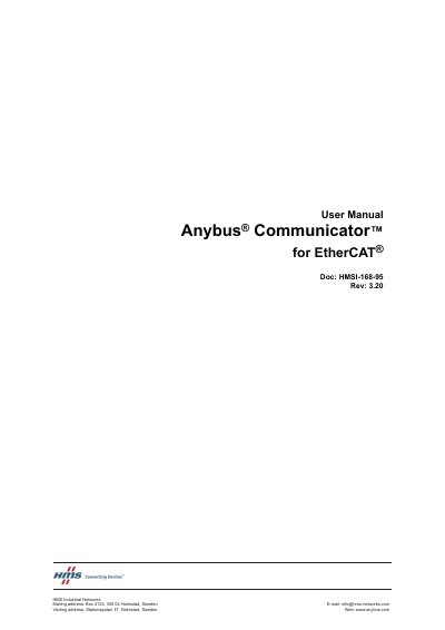 HMS Industrial Networks Anybus Communicator for EtherCAT User Manual - cover page