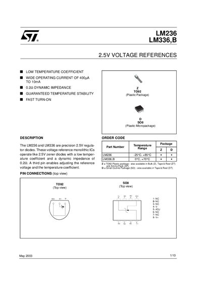 STMicroelectronics LM236 and LM336B Datasheet - cover page