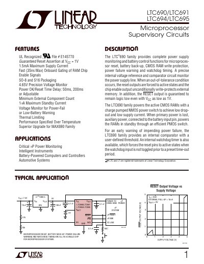 Linear Technology LTC690/LTC691/LTC694/LTC695 Handbook