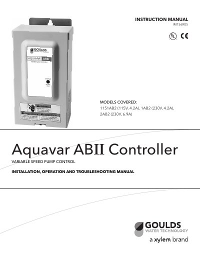 Goulds Water Technology Aquavar ABII Variable Speed Pump Controller Installation Operation and Troubleshooting Manual