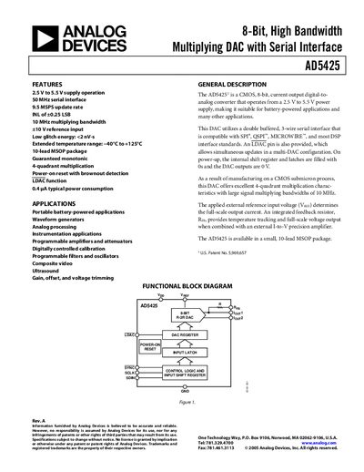 Analog Devices AD5425 Datasheet - cover page