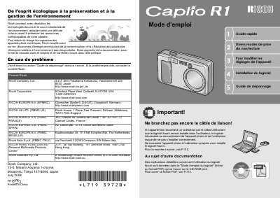 Ricoh Caplio R1 Digital Camera User Manual - cover page