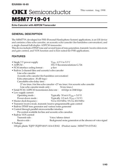 OKI MSM7719-01 Datasheet - cover page