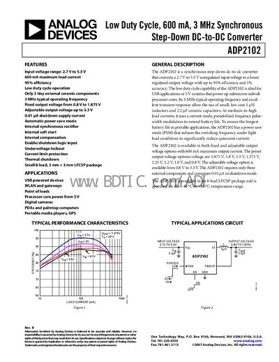 Analog Devices ADP2102 Datasheet - cover page
