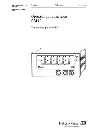 Endress+Hauser CM14 Transmitter Operating Instructions - cover page