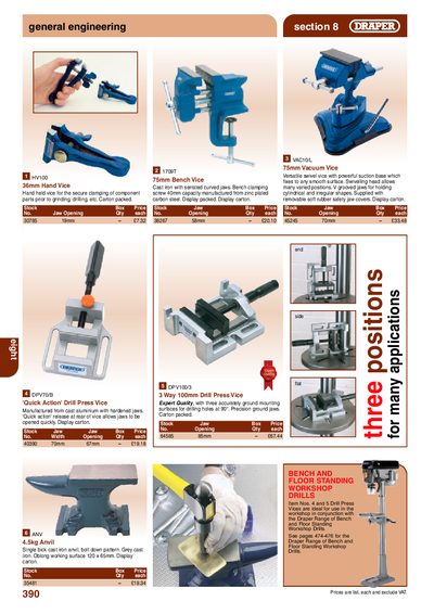 Draper General Engineering Vices Product Catalog - cover page
