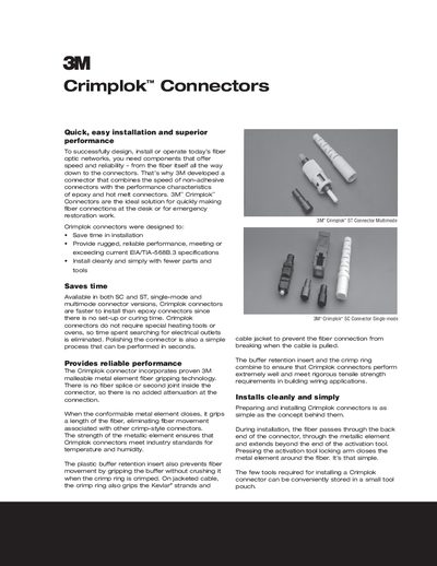 3M Crimplok Connectors Datasheet - cover page