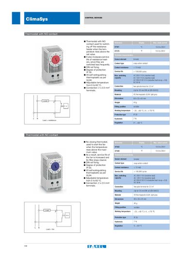 Sarel ClimaSys Thermostat Product Leaflet - cover page