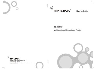 TP-Link TL-R410 Multifunctional Broadband Router User Guide - cover page
