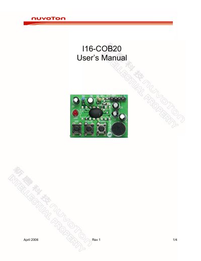 I16-COB20 User's Manual - cover page