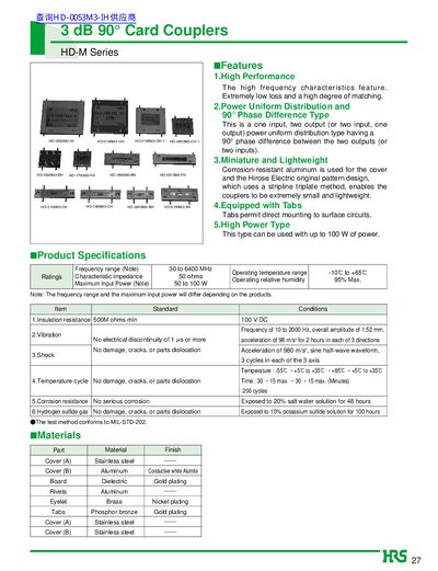 HD-M Series Directional Coupler Data Sheet - cover page