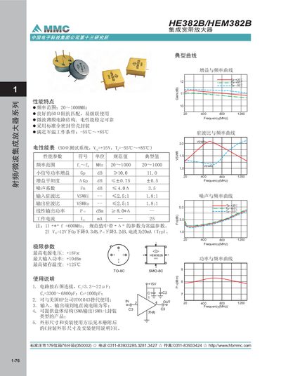 HBM HE382B/HEM382B Broadband Amplifier Datasheet - cover page