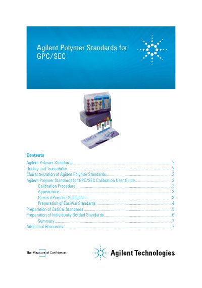 Agilent Polymer Standards GPC/SEC Calibration User Guide - cover page