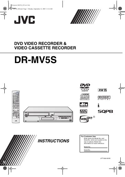 JVC MV5S DVD Video Recorder & Video Cassette Recorder User Manual - cover page