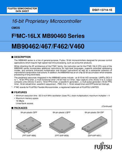 Fujitsu MB90460 Series Handbook - cover page