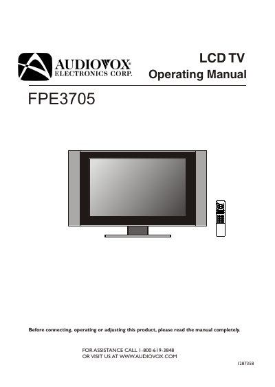 AUDIOVOX FPE3705 LCD TV Manual - cover page