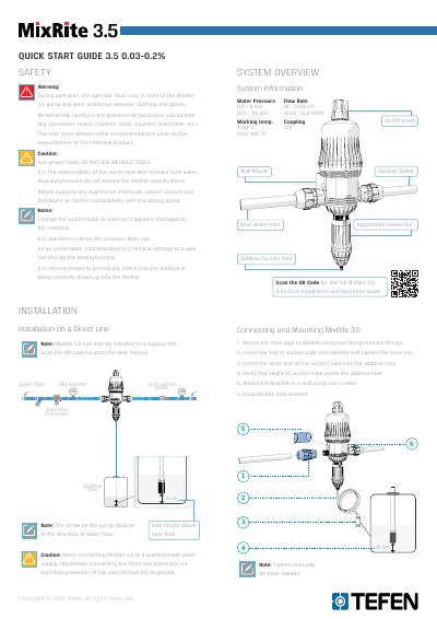 Tefen MixRite 3.5 Quick Start Guide - cover page