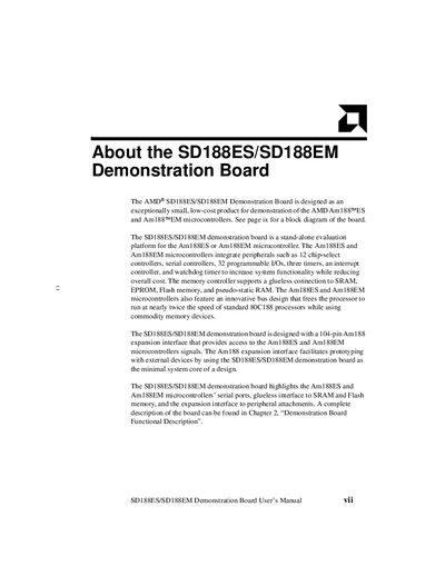 AMD SD188ES/SD188EM Demonstration Board User's Manual - cover page