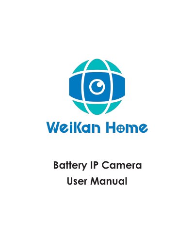 Battery IP Camera User Manual - cover page