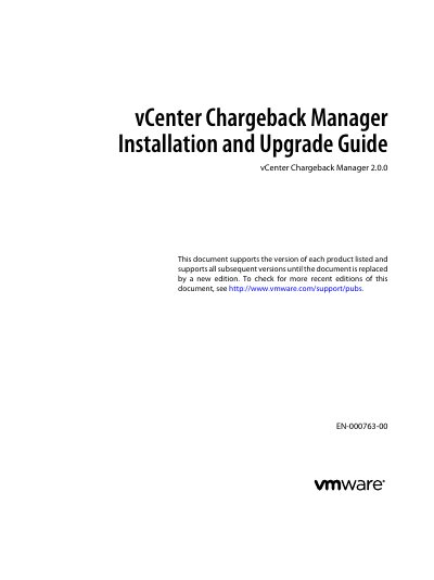 VMware vCenter Chargeback Manager 2.0.0 Installation and Upgrade Guide - cover page