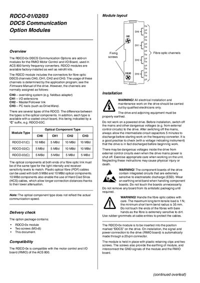 ABB RDCO-01/02/03 DDCS Communication Option Modules Manual - cover page