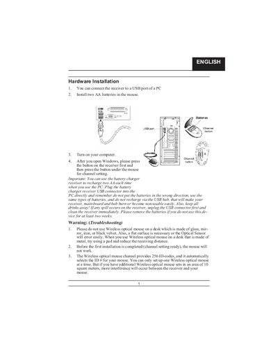Wireless Optical Mouse Installation Guide