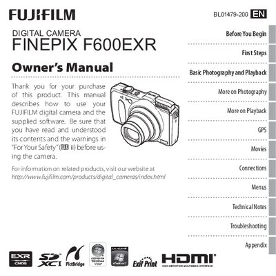 Fujifilm F600EXR User Manual - cover page